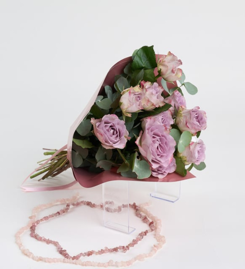Lüks Koyu Somon Bukette 10 Lila Gül