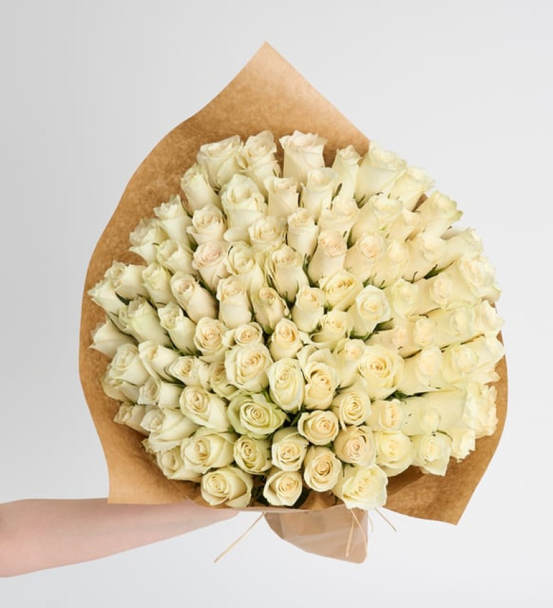 Premium Bukette 100 Beyaz Gül