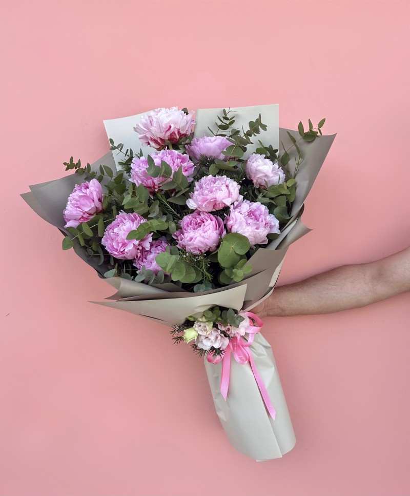 Romantik 10’lu Pembe Şakayık Buketi
